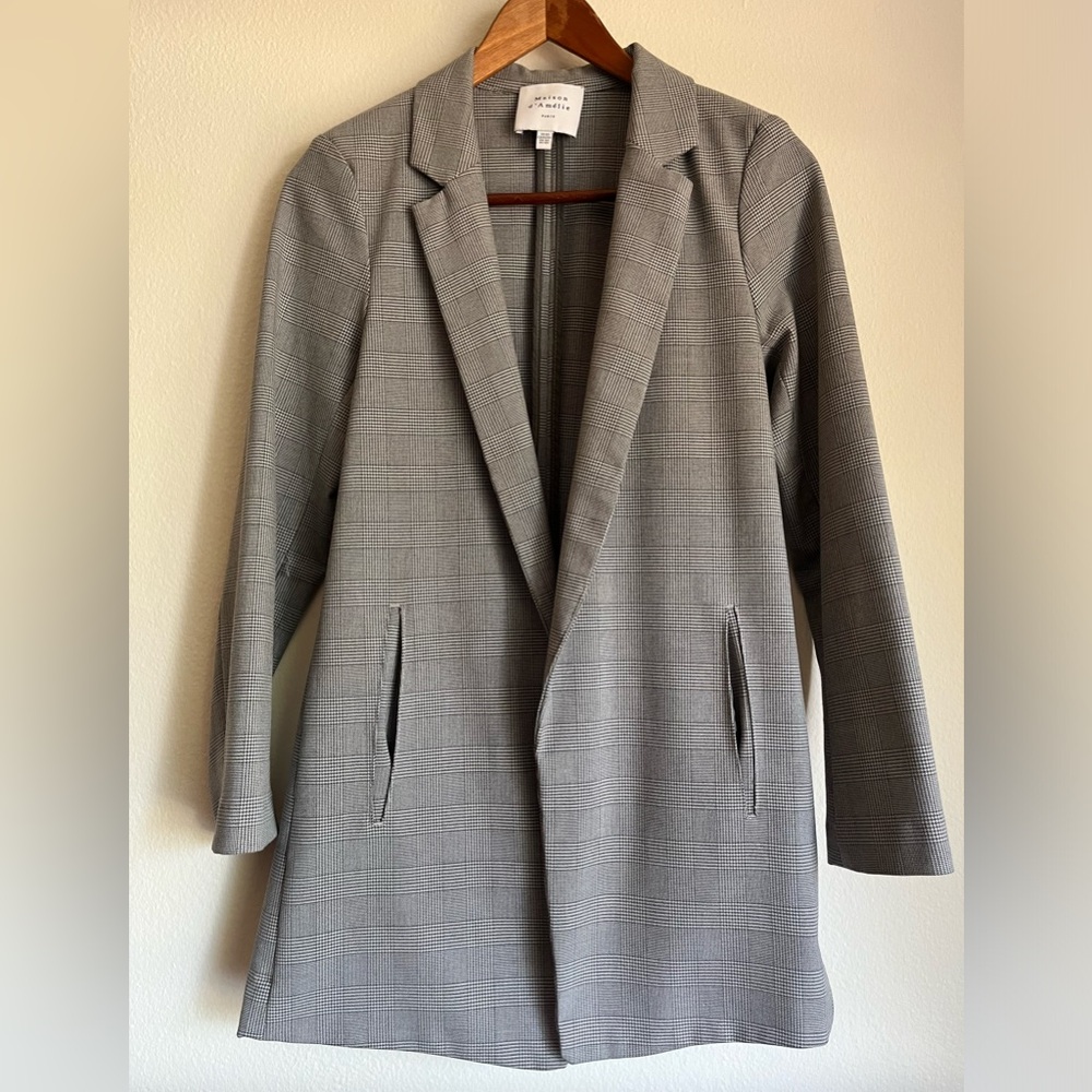 Maison d’Amélie Paris women’s grey houndstooth blazer, XS